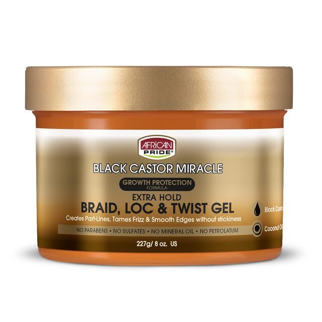 African Pride Black Castor Braid, Loc & Twist Gel 8oz